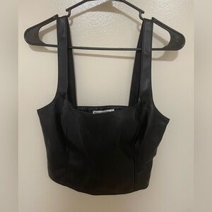 ✨NWT Abercrombie & Fitch Vegan Leather Corset Scoop Neck Top Size S